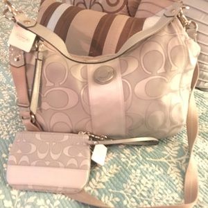 Coach Grey Hobo Bag/Wristlet Set